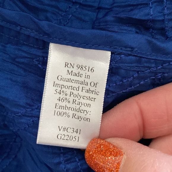 Coldwater Creek will men’s blue crinkle taffeta embroidered jacket button up - Picture 7 of 13